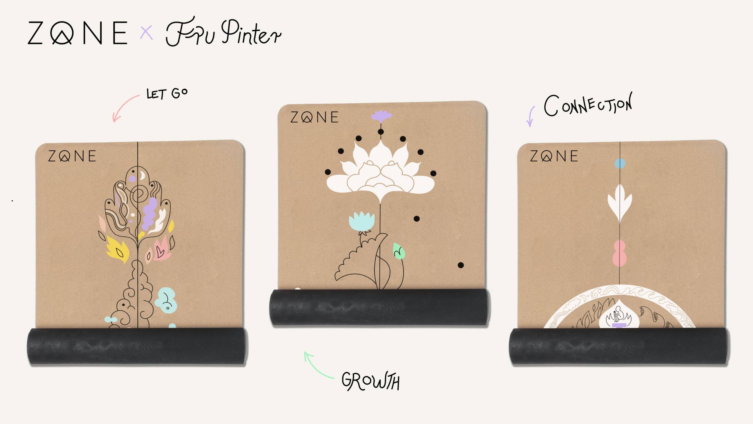 Zone by Lydia – illustrated yoga mat series